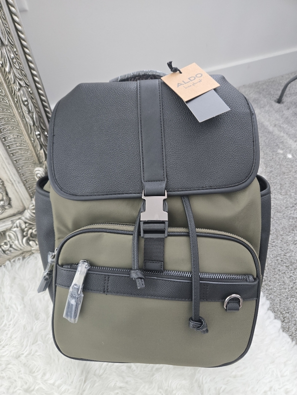Aldo Perikathhx Unisex Backpack. Olive Black. New.